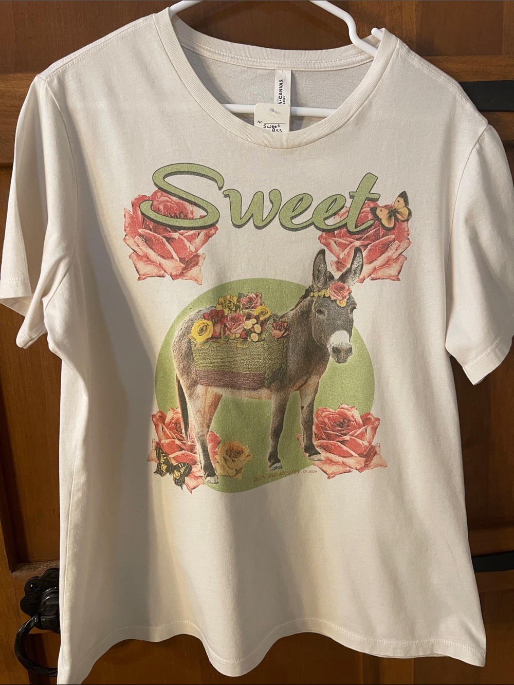 Bella Canvas White Tee with Donkey & Floral Graphic